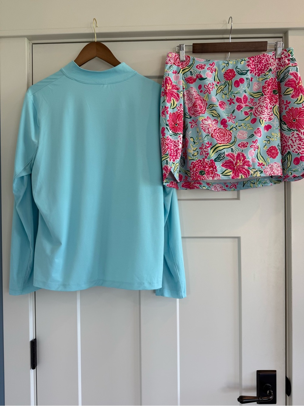 Gottex Activewear 2pc Golf Tennis Set Aqua Zip Pullover & Floral Skort XL - Picture 5 of 14